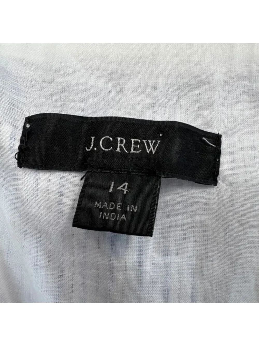 J. Crew Button Front Sleeveless Cotton Poplin Dress in Stripe White and Blue 14
